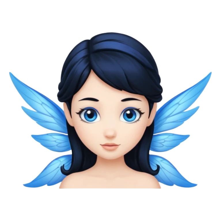Flying blue fairy with black hair and blue eyes sticker