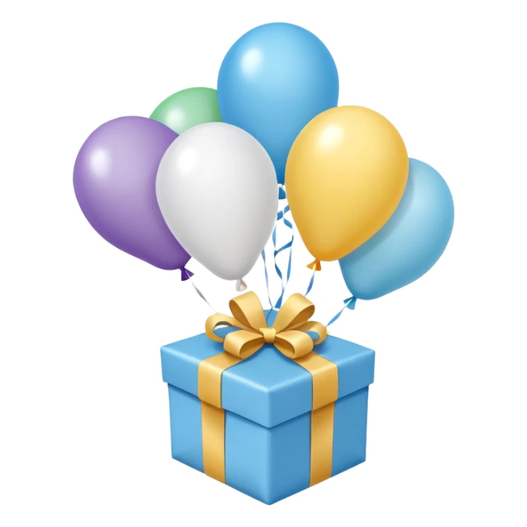 Please make light blue and white balloons too, make several and tie them to a gift sticker