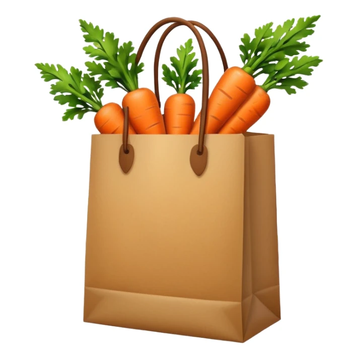 paper shopping bag with carrot. Transparent background sticker