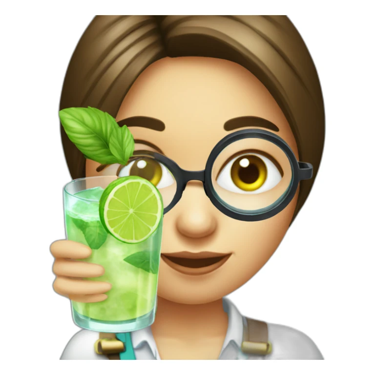 argentina girl with magnifying glass drinking mojito sticker