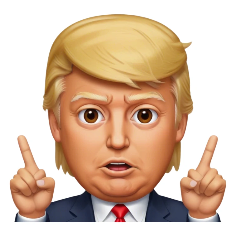 Super-realistic Donald Trump shows victory, realistic face sticker