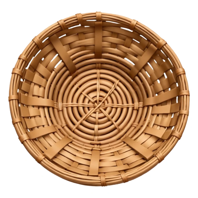 emoji of a shallow wicker basket seen from above, almost empty except for a few scattered crumbs, symbolizing low carbs, bold lines, flat colors, gentle gradients sticker