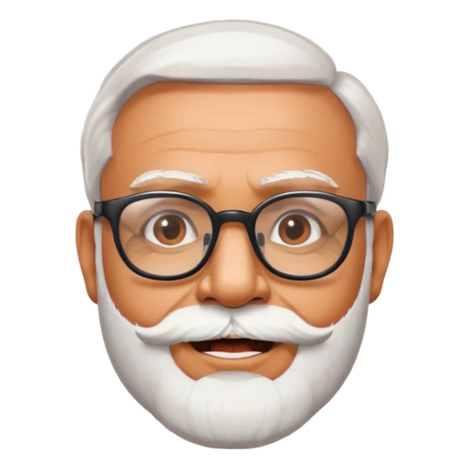 prime minister modi as a friendly emoji, with glasses and white beard sticker