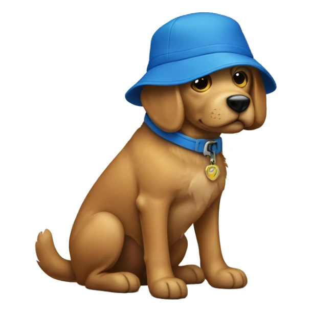 Dog wearing a blue shoe sticker