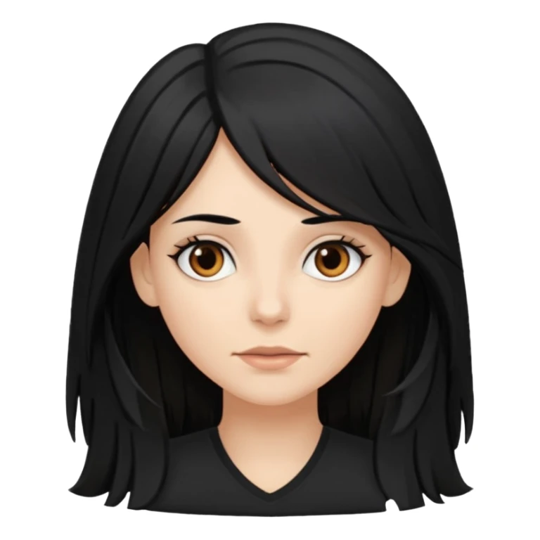white woman with choppy long black hair and brown eyes sticker