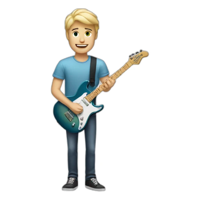 blonde white guy holding an electric guitar sticker