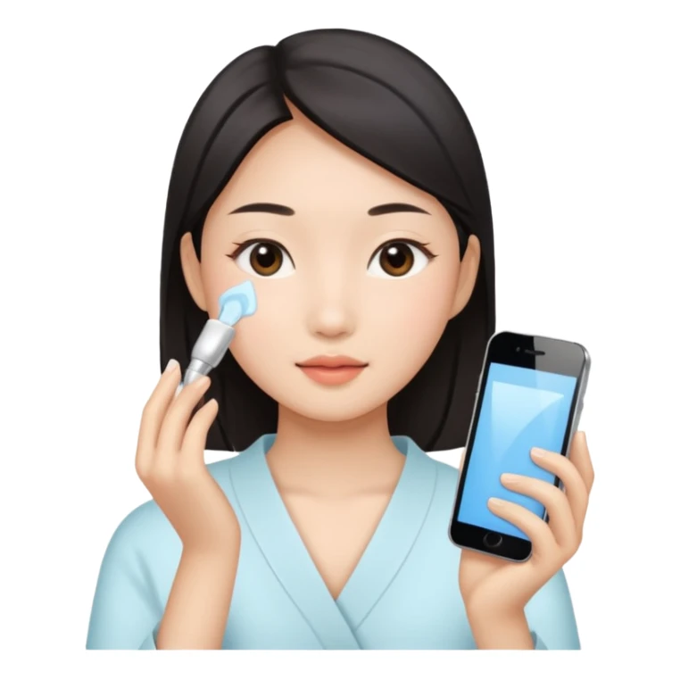 Asian girl doing skincare sticker