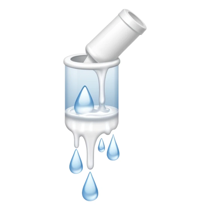 individual white glue white drops falling and dripping down out of a tube, all white sticker