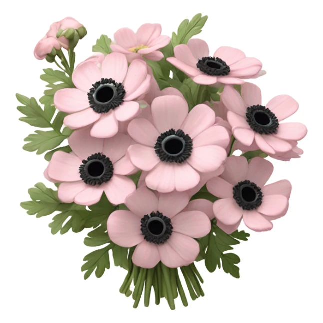 Realistic, detailed bouquet with light pink flowers and anenomes  sticker