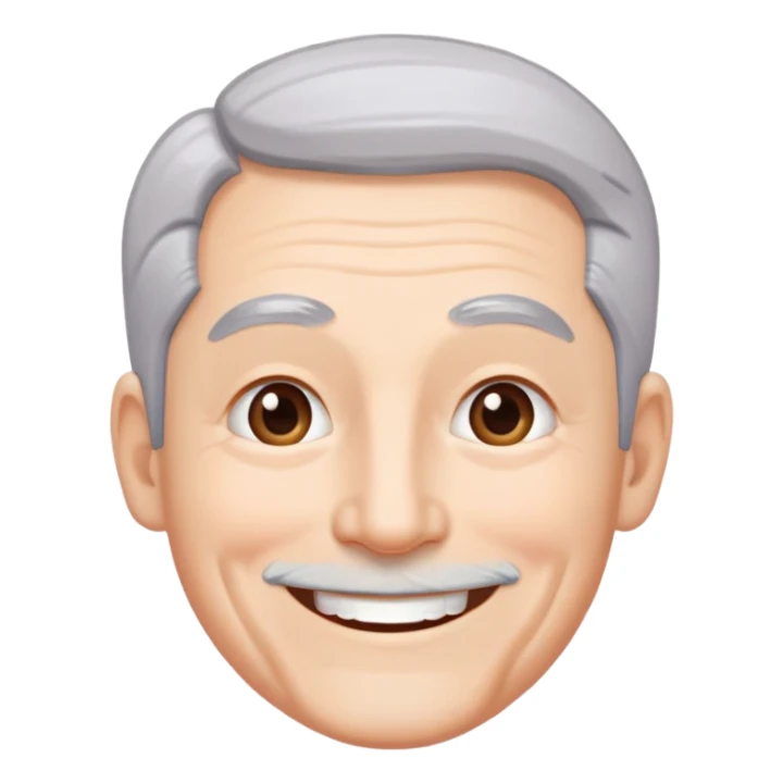 "- Nam
- 50 tuổi
- Da trắng
- Tóc bạc, lông mày trắng
- Cười mỉm
" sticker