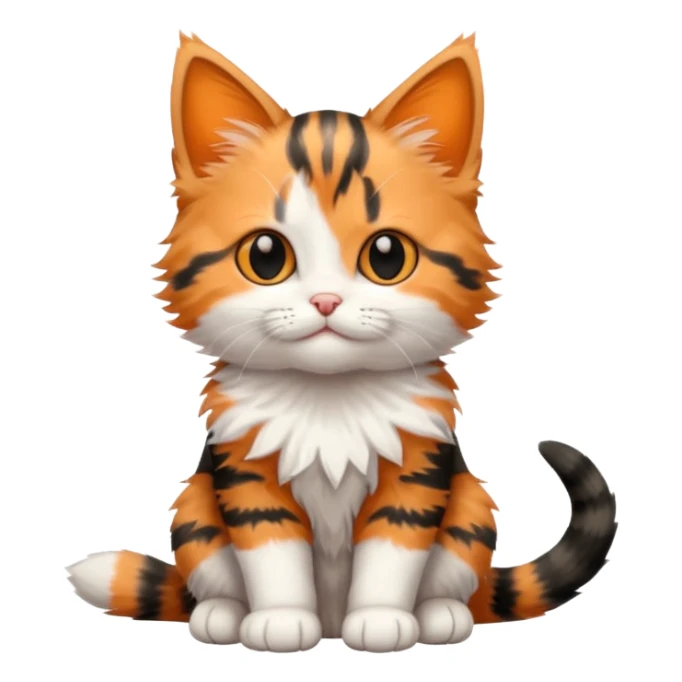 a three colored (orange, blade and white) sitting kitten  sticker