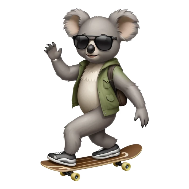 anthropomorphised koala in skater-style clothing wearing dark sunglasses walking upright sticker