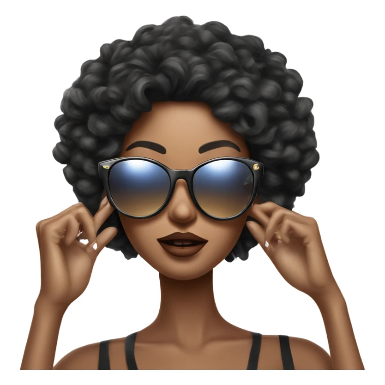 Hyper Realistic beautiful high fashion model putting on sunglasses  sticker