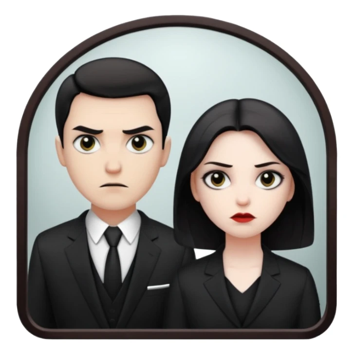 Man killer in mirror behind woman sticker