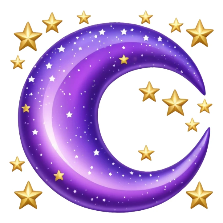 Beautiful sparkly glittery shiny pretty Violet crescent and stars scenery aesthetic decorations sticker