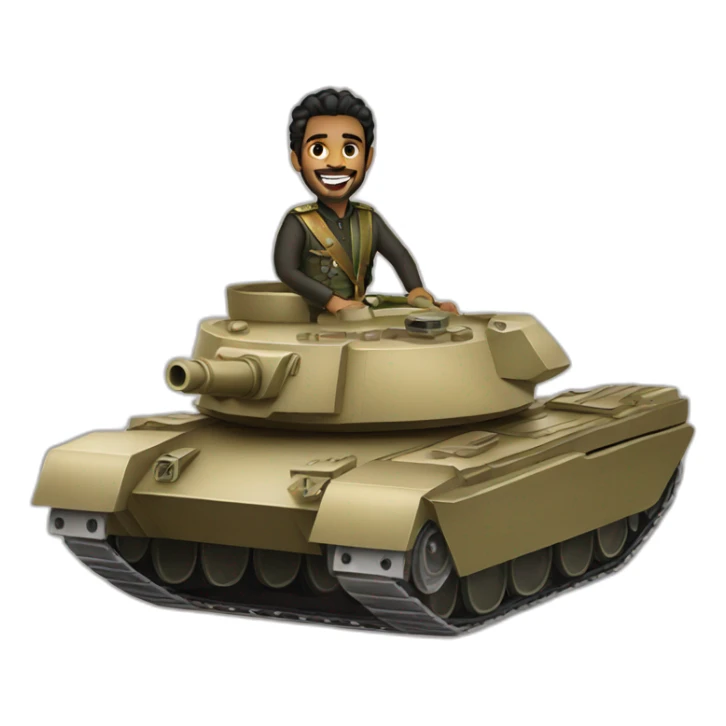 Prince from Saudi Arabia riding on a tank, smiling sticker