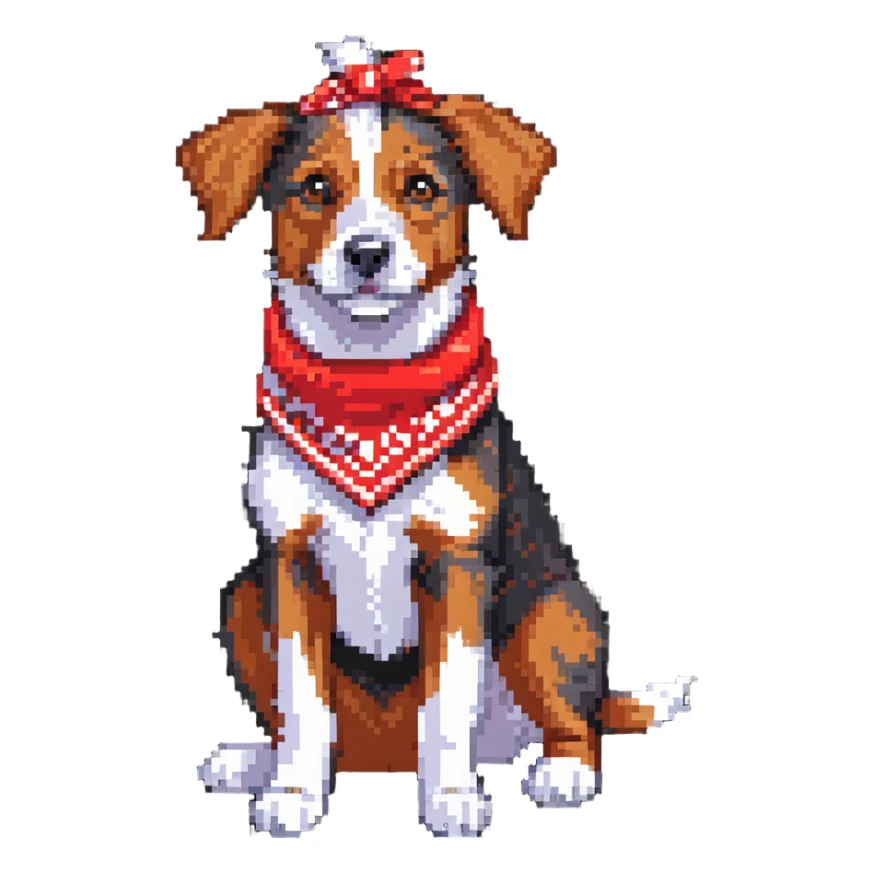 playful dog with a red bandana sticker