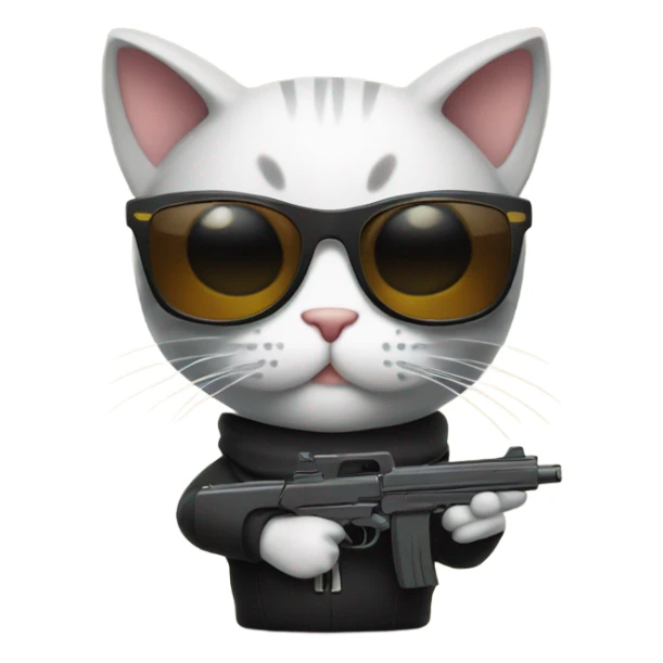 Cats with sunglasses holding a gun sticker