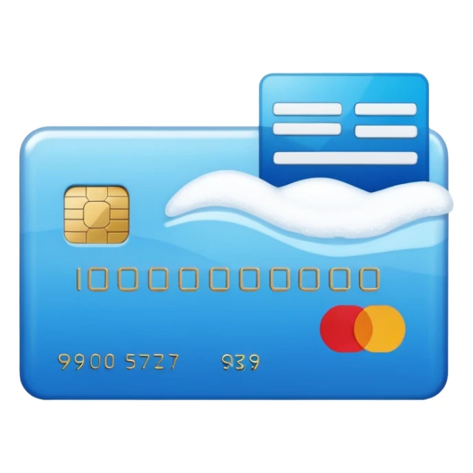 small line of snow with credit card  sticker