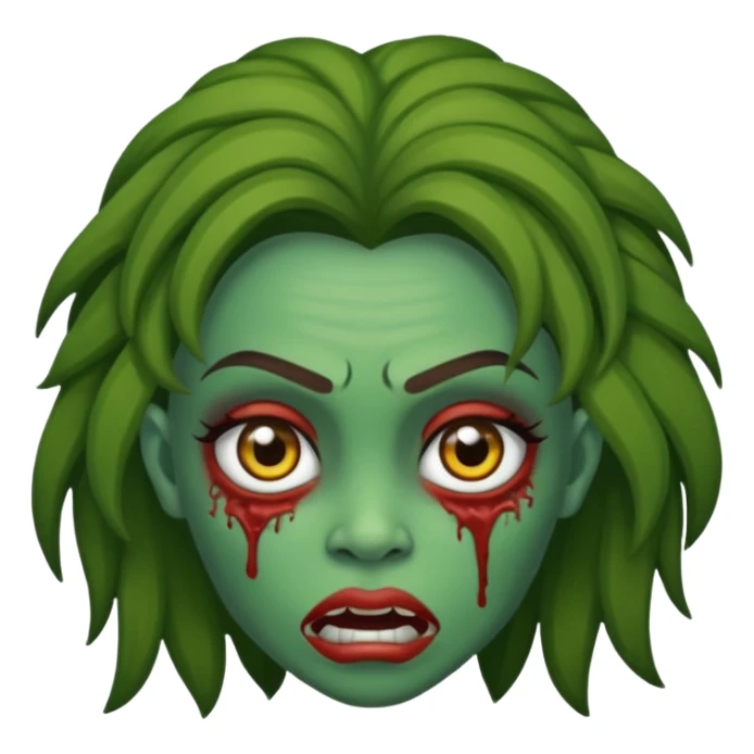 Faça uma zombie mulher verde, bonita de olhos castanhos e cabelo liso sticker