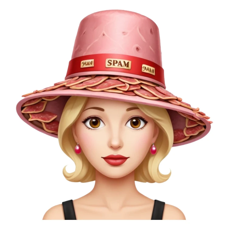 paris woman in fancy hat made of SPAM MEAT sticker
