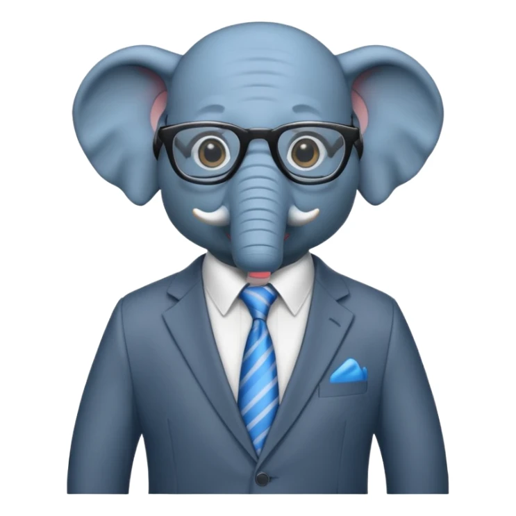 blue elephant in a suit and glasses sticker