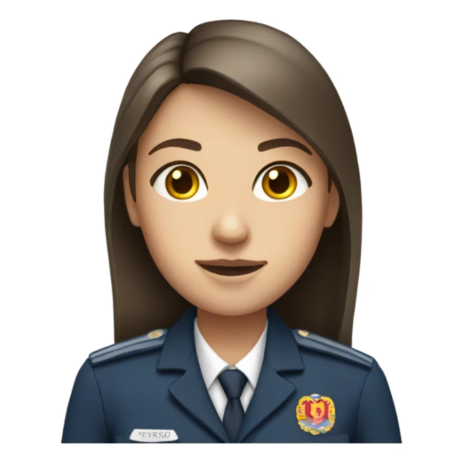 brunette girl with straight hair in uniform sticker