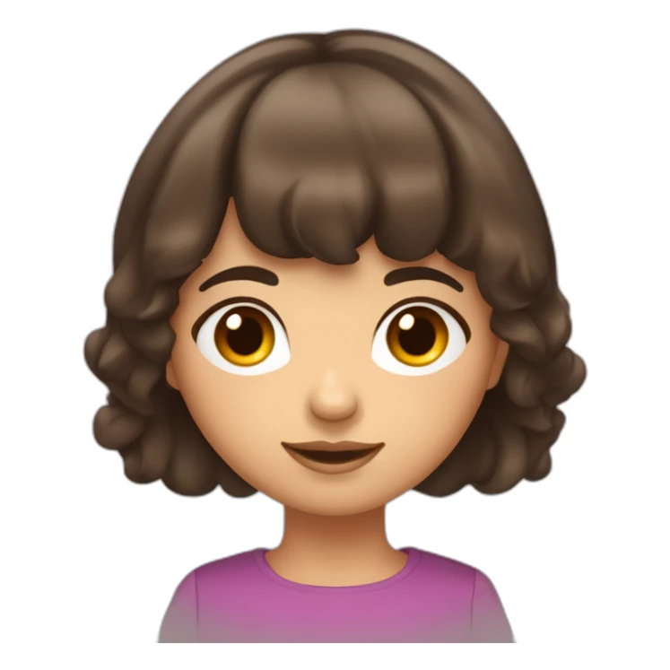 Fille brune au cheuveux longs et aux yeux bleux avec une frange sticker