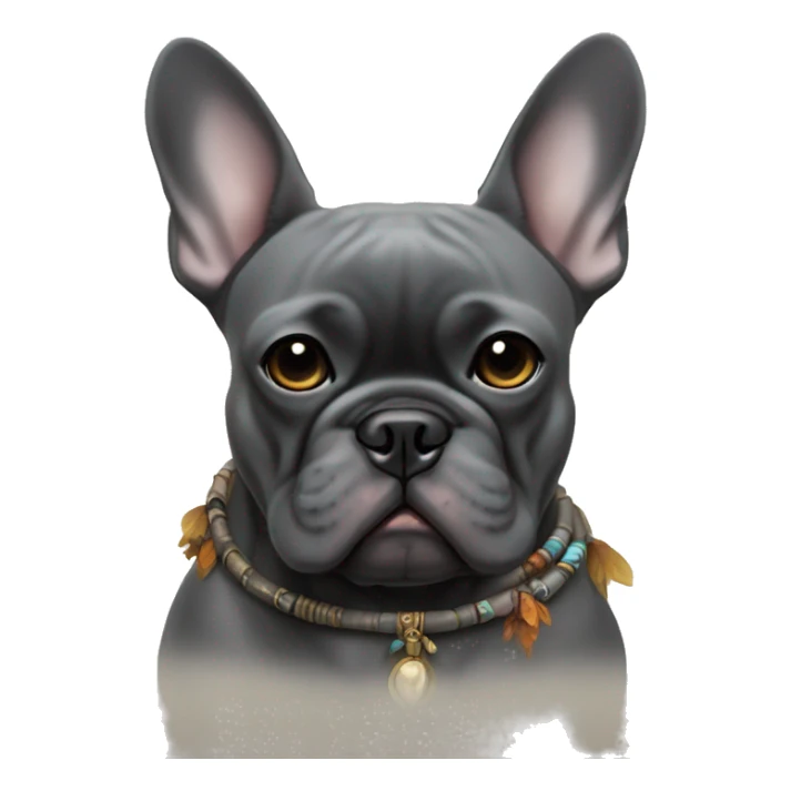 dark gray french bulldog shamanism sticker
