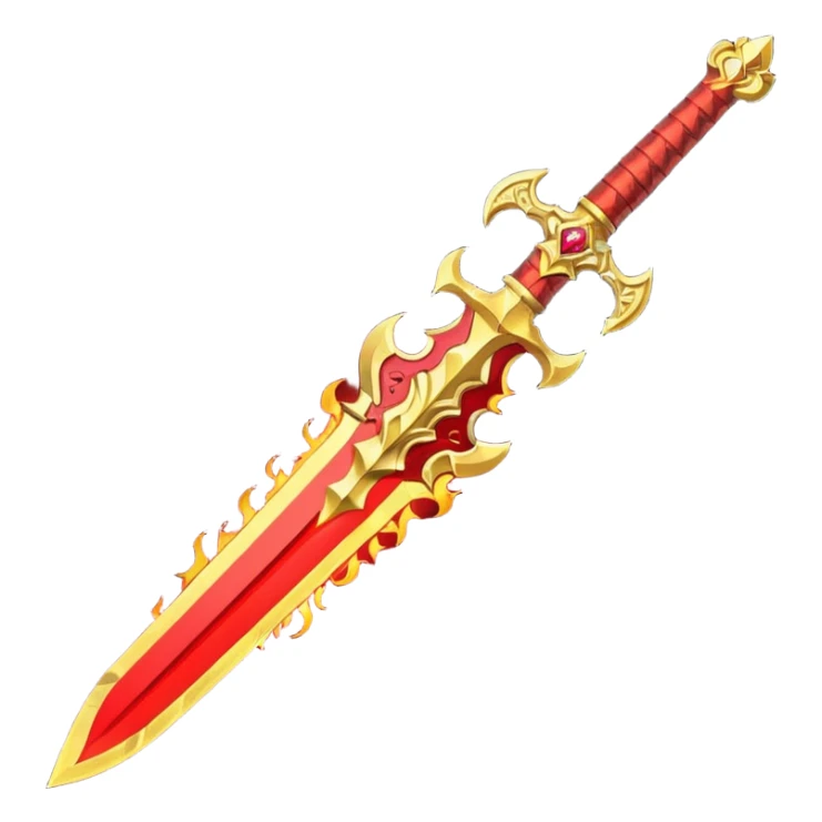 fiery royal golden sword with red blade sticker