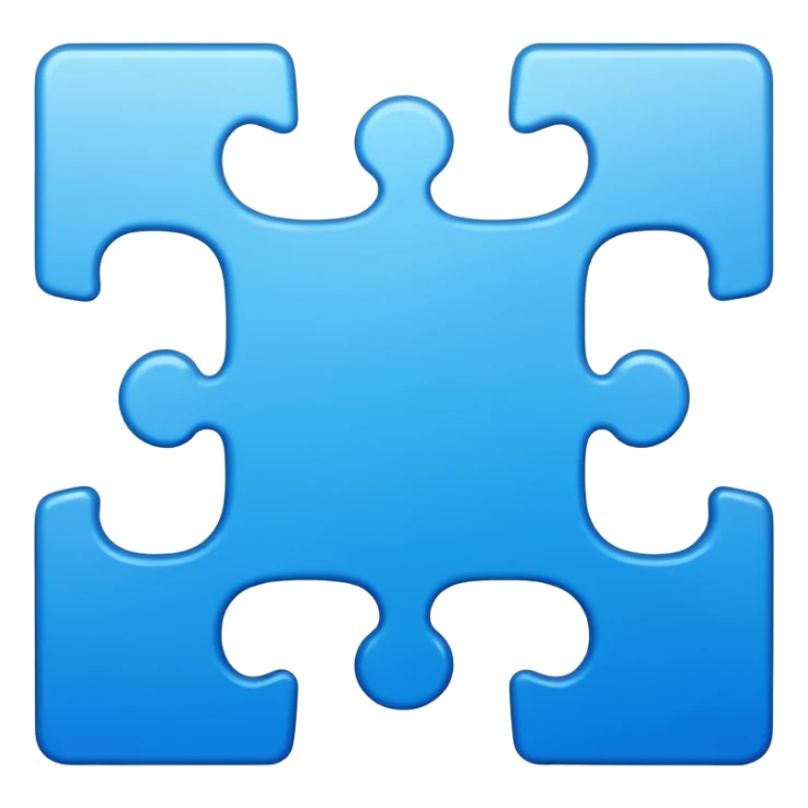 puzzle piece emoji in blue professional design for business presentation, clean edges, modern corporate aesthetic sticker