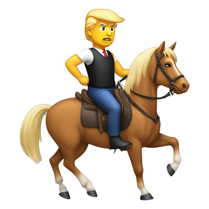Donald trump wearing tank top while he’s riding a horse sticker