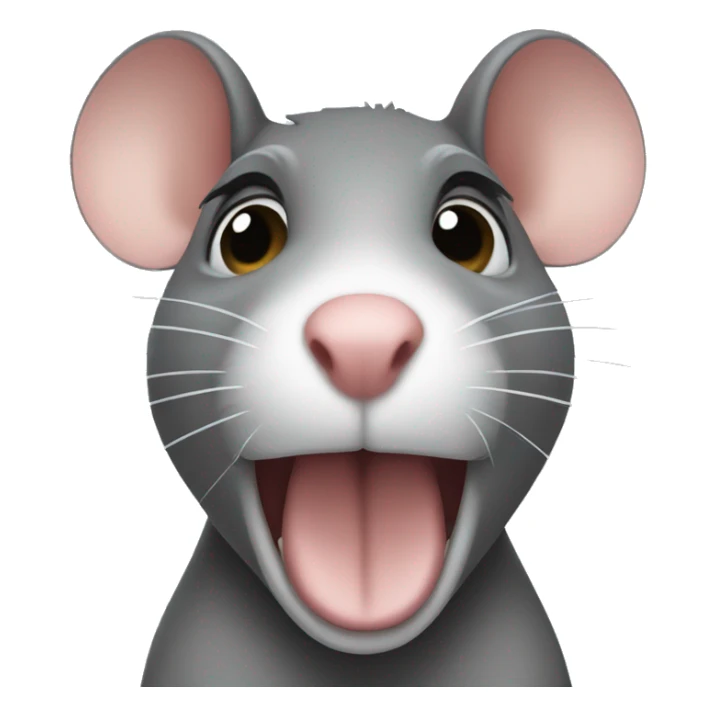 Rat wearing bob haircut and big lips sticker