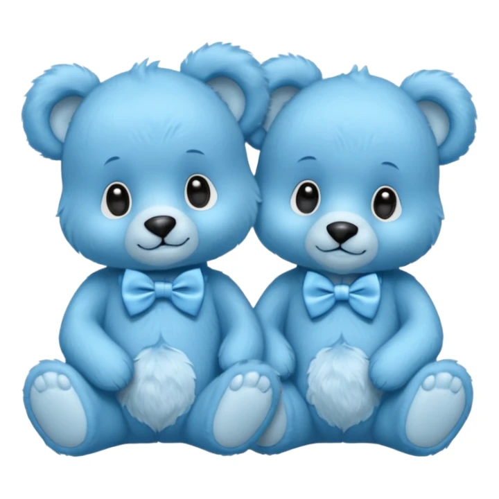 sweet twin little blue bears with blue bow tie sitting sticker