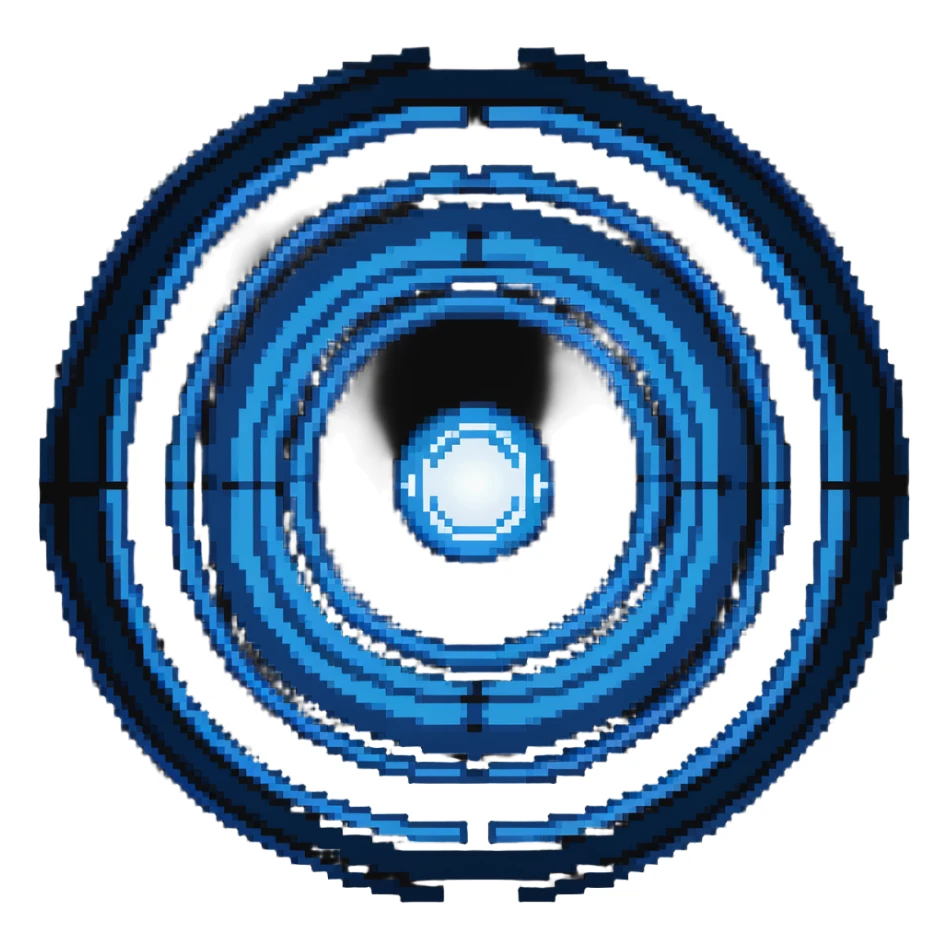 Glowing blue orb with expanding circles, color #3b82f6 with lighter glow, concentric circles pattern, expansion indicator, subtle energy effect, 32x32 pixels sticker