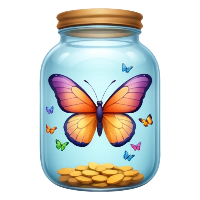 A translucid butterfly traped in a jar sticker