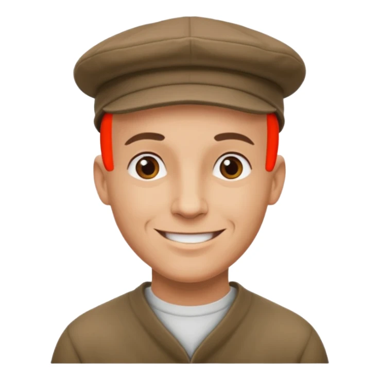 a bald man wearing a old english style cap looking really hopeful sticker