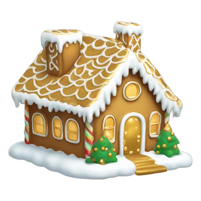 Iridescent and gold and white gingerbread house sticker