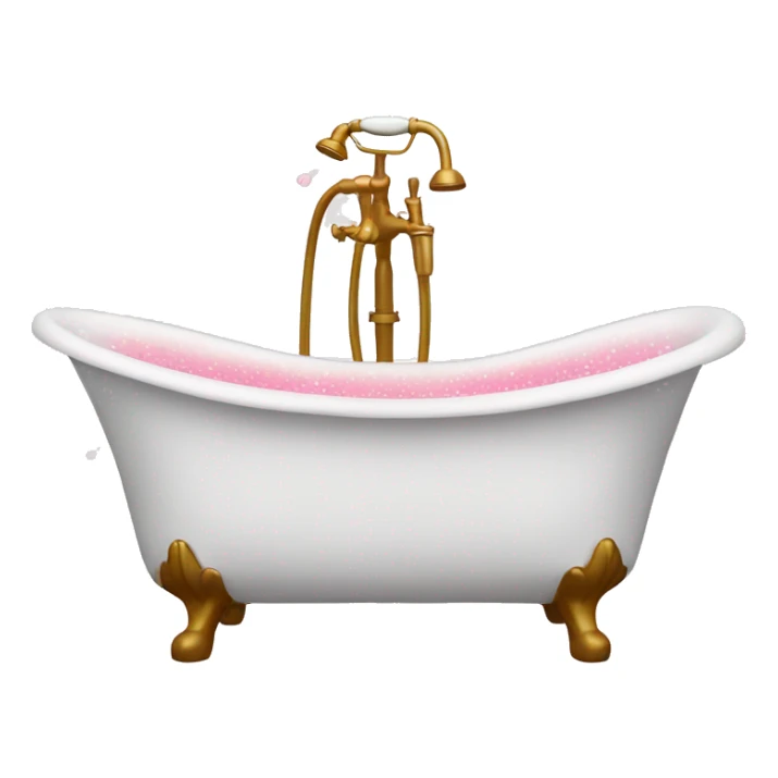 White bathtub with pink and gold accents and bubbles sticker