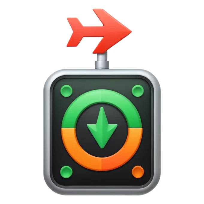 A control system with an arrow that can move between green, orange and red. sticker