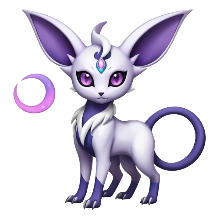 Shiny Exotic Badass Mysterious Gothic Espeon-Absol-Pokémon-Fakémon-hybrid-creature (full body) with markings sticker