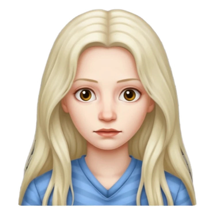 prisoner long haired woman mug shot with bg sticker