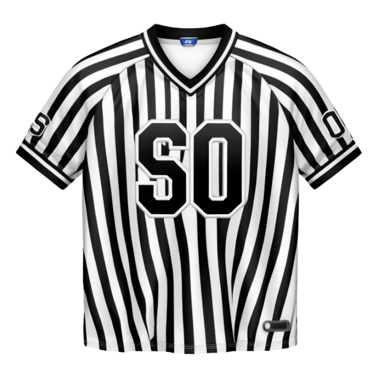 Black and white striped jersey with SCO letters sticker