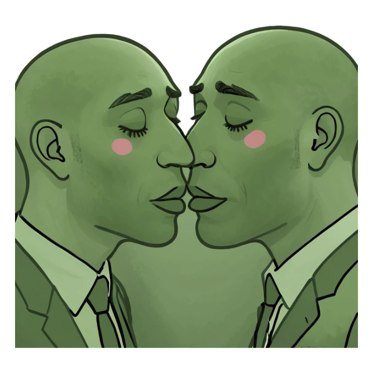 Couple of dark-haired boyfriends kissing sticker