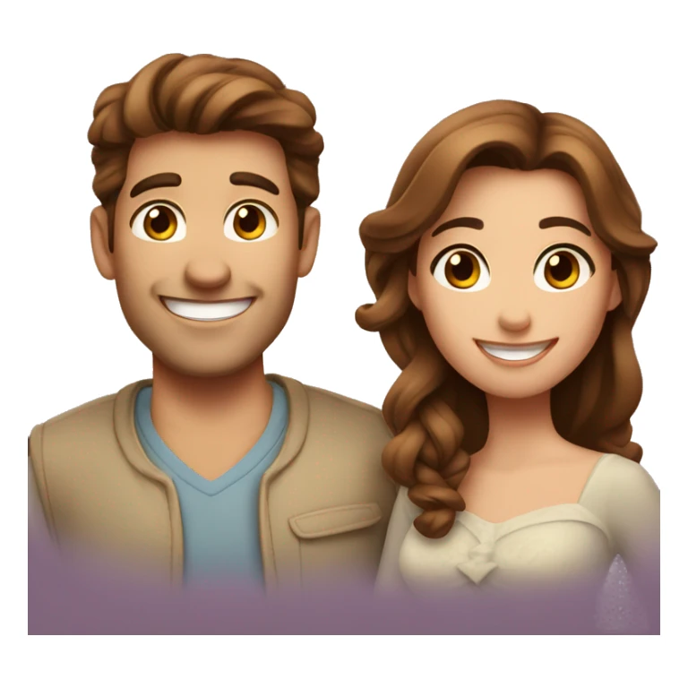 smiling couple with brown hair Disney  sticker
