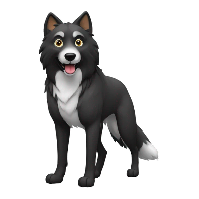 Lobo siberiano negro con blanco dando la pata sticker