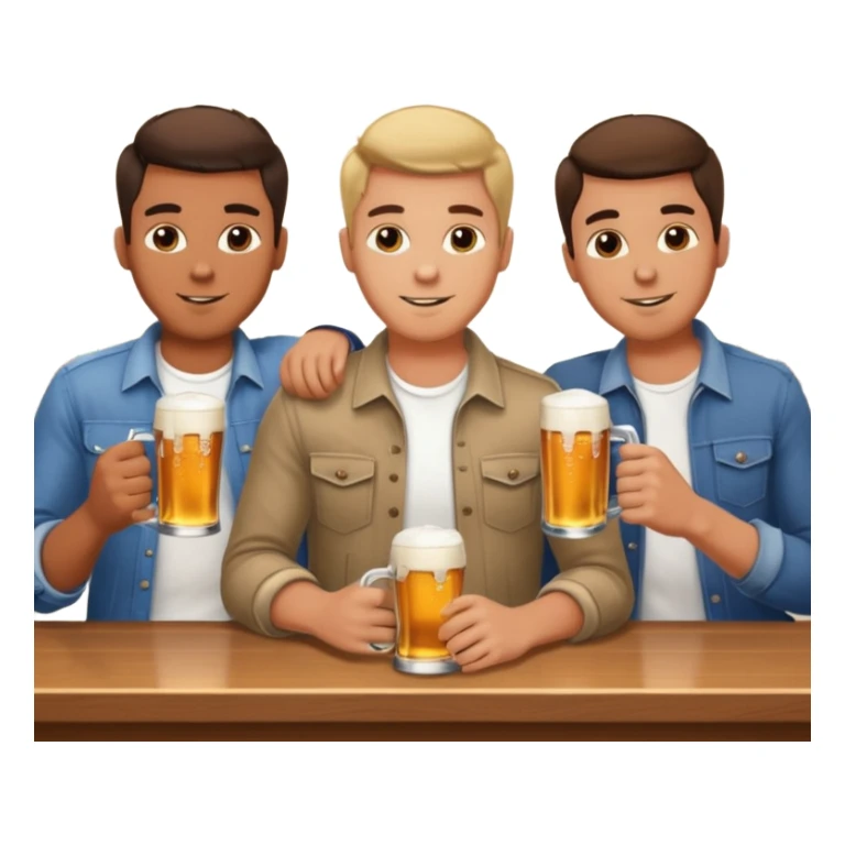 Man with two male friends drinking beer at the bar sticker