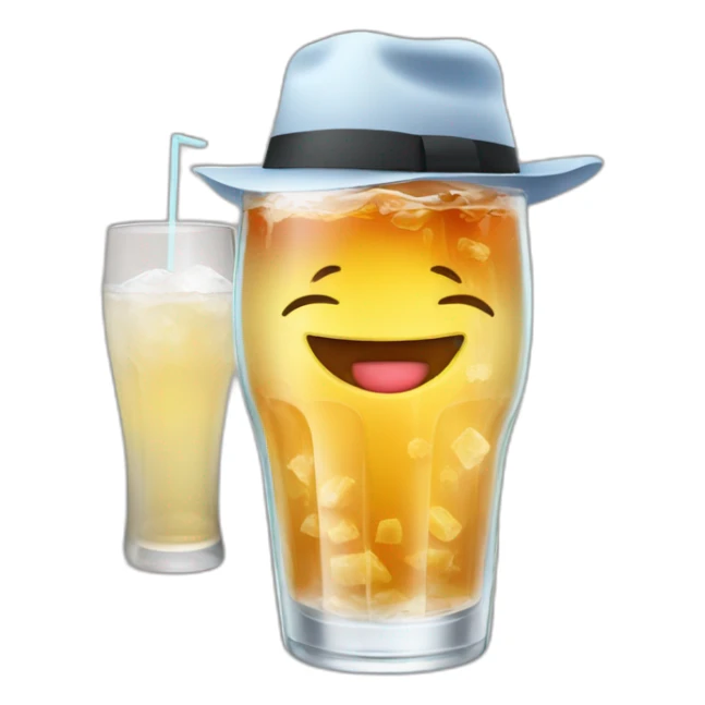 glass of soda with hat sticker