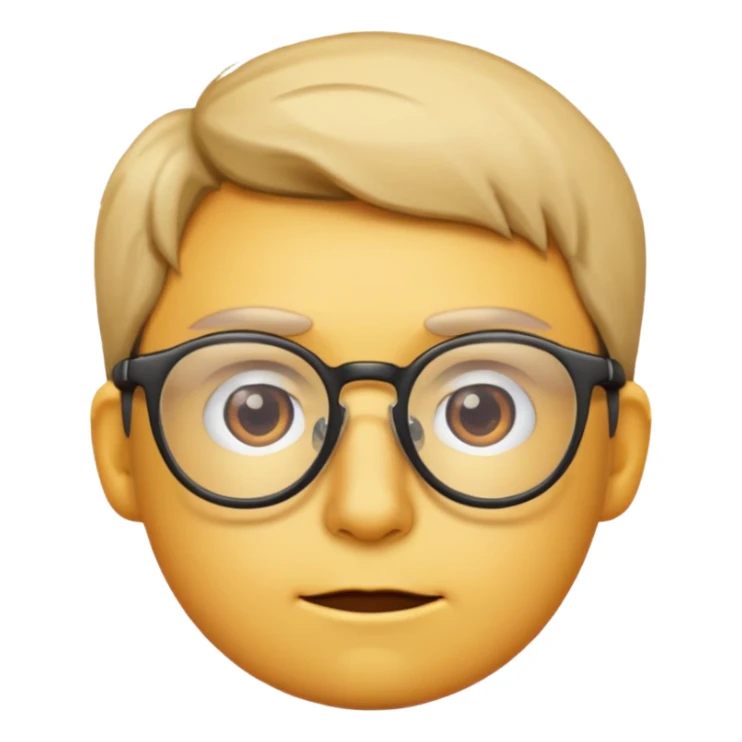 a focused face with glasses, emoji style sticker