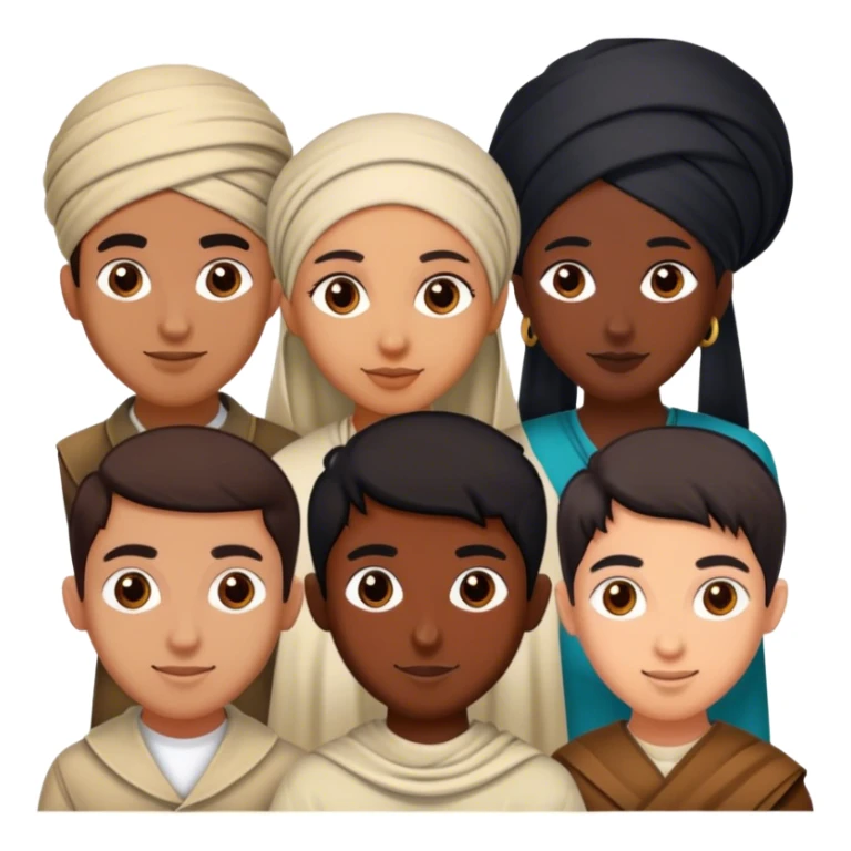 5 friends: 2 North African, 1 Iranian, 1 Indian, 1 black sticker